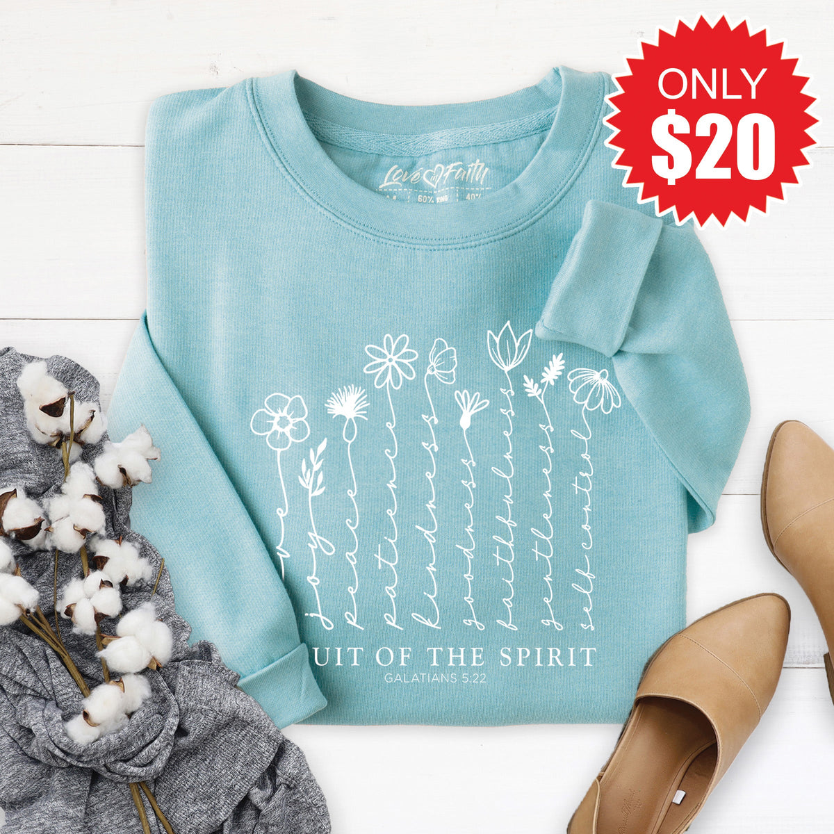 Fruit Of The Spirit Sweatshirt - Heather Lagoon - 20 product image 1