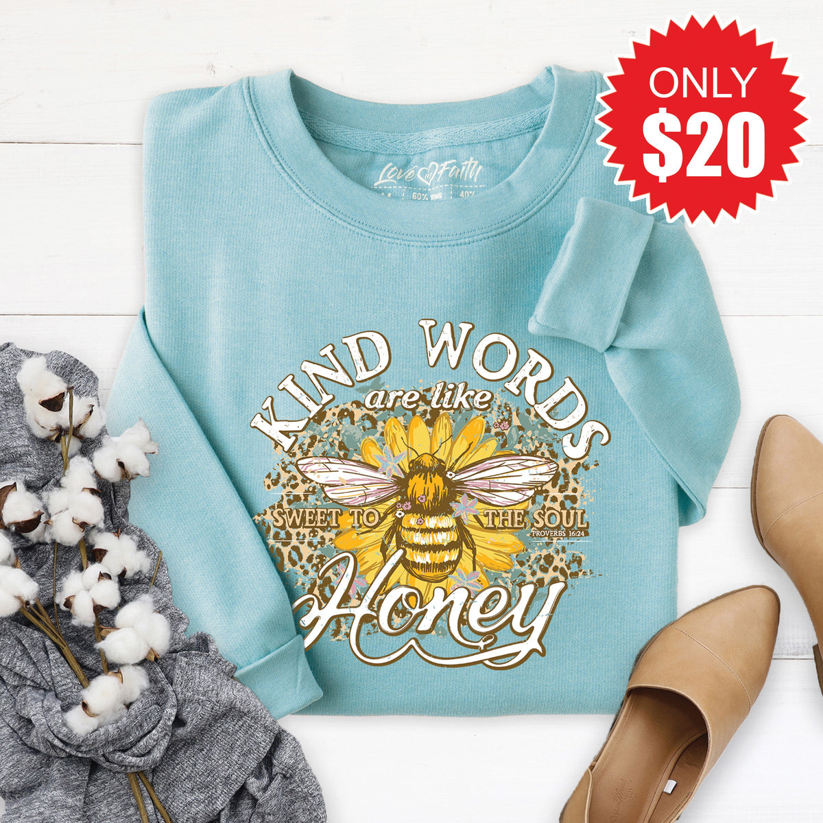 Kind Words Sweatshirt - Heather Lagoon - 20 product image 1