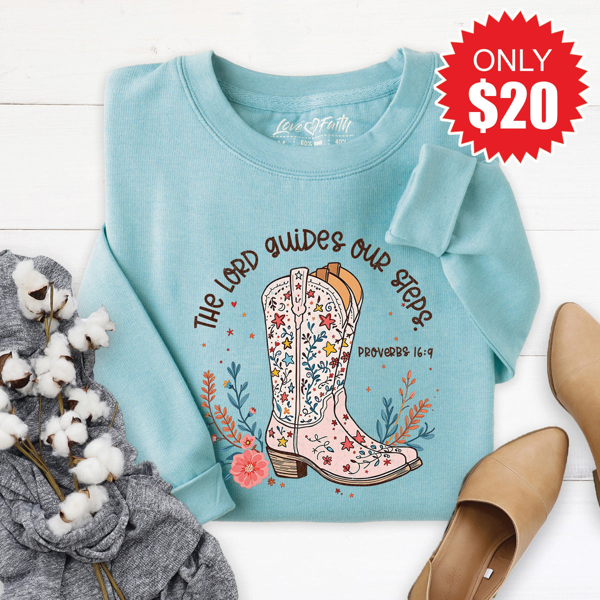 The Lord Guides Sweatshirt - Heather Lagoon - 20 product image 1