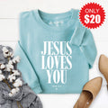 Jesus Loves You Sweatshirt - Heather Lagoon - 20 product image 1