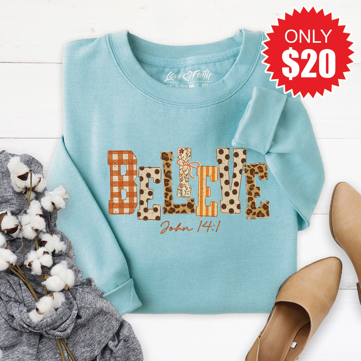 Believe Sweatshirt - Heather Lagoon - 20 product image 1