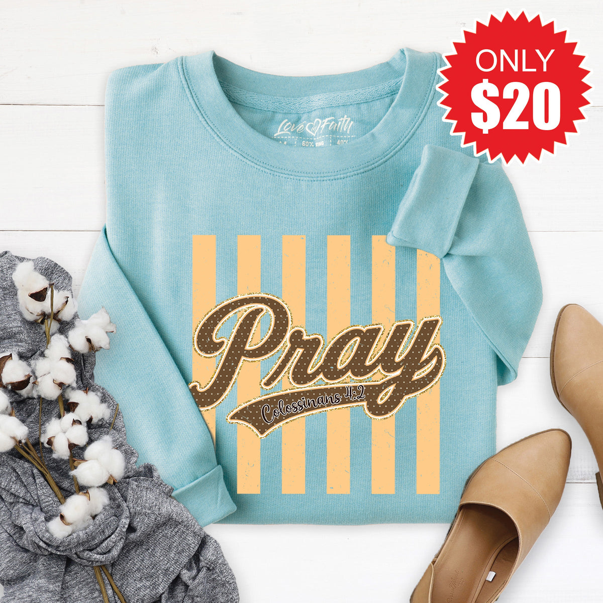 Pray Sweatshirt - Heather Lagoon - 20 product image 1