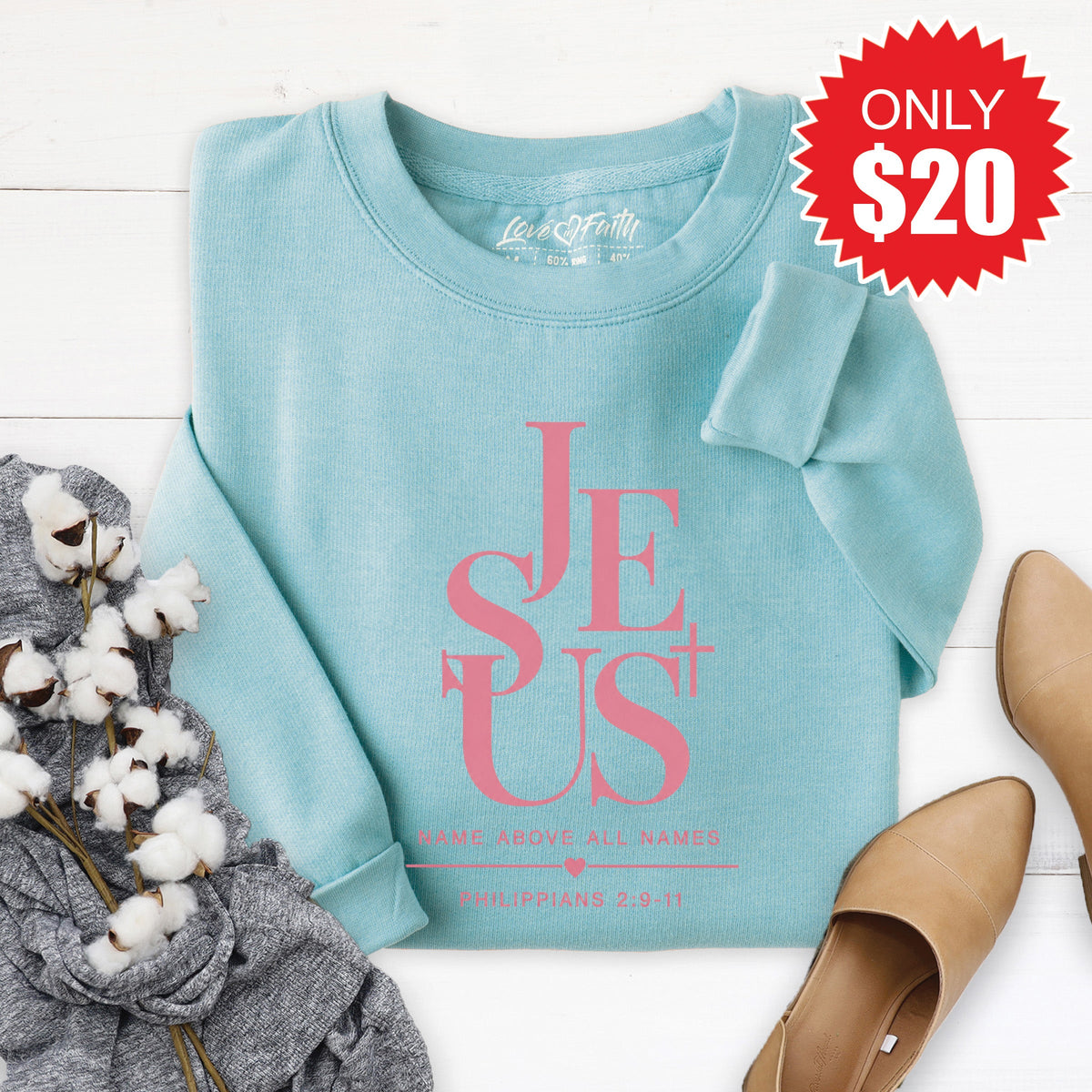 Jesus Sweatshirt - Heather Lagoon - 20 product image 1