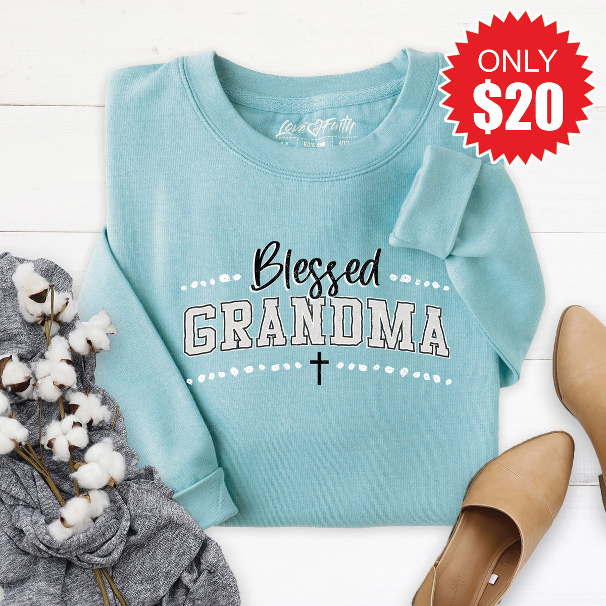 Blessed Grandma Sweatshirt - Heather Lagoon - 20 product image 1