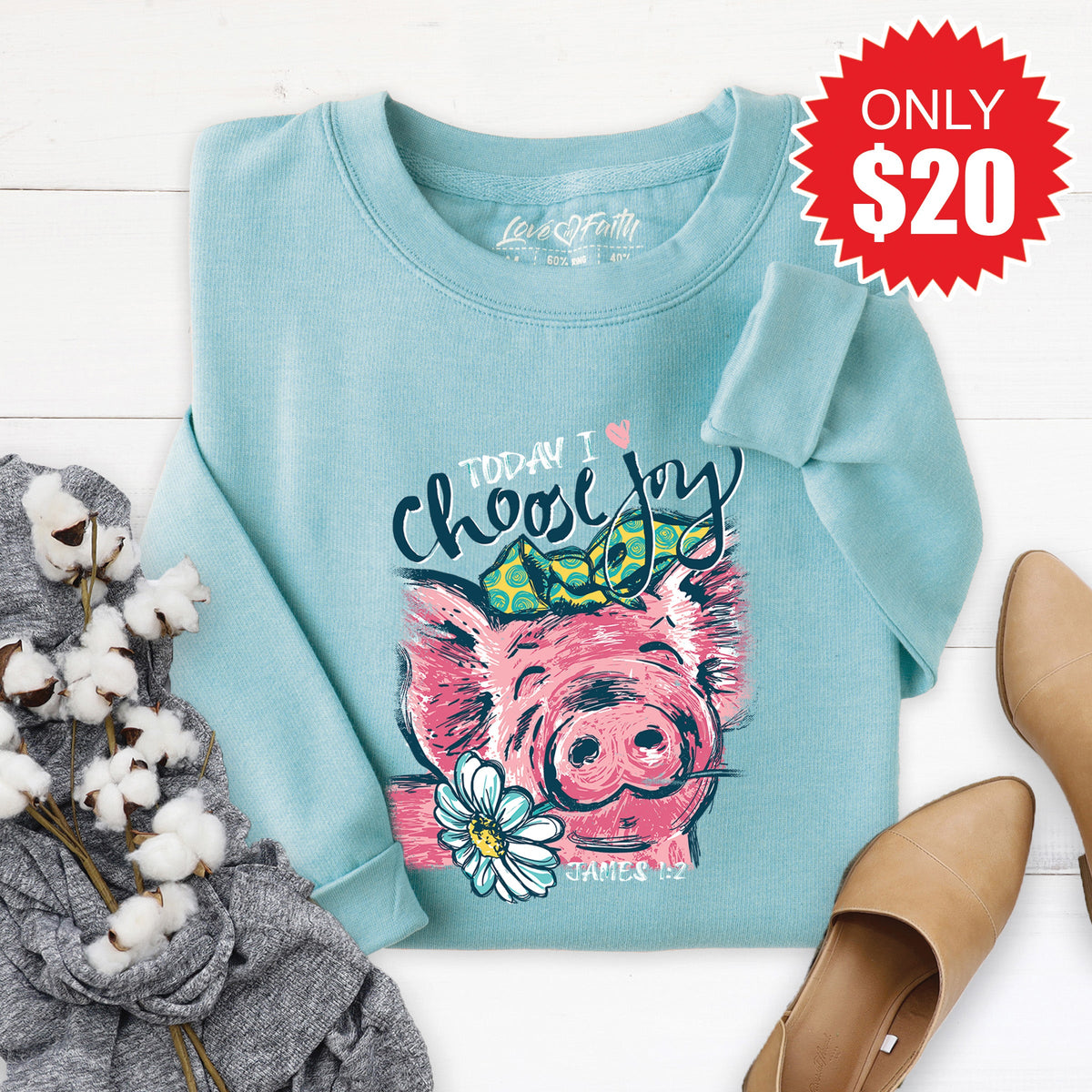 I Choose Joy Sweatshirt - Heather Lagoon - 20 product image 1