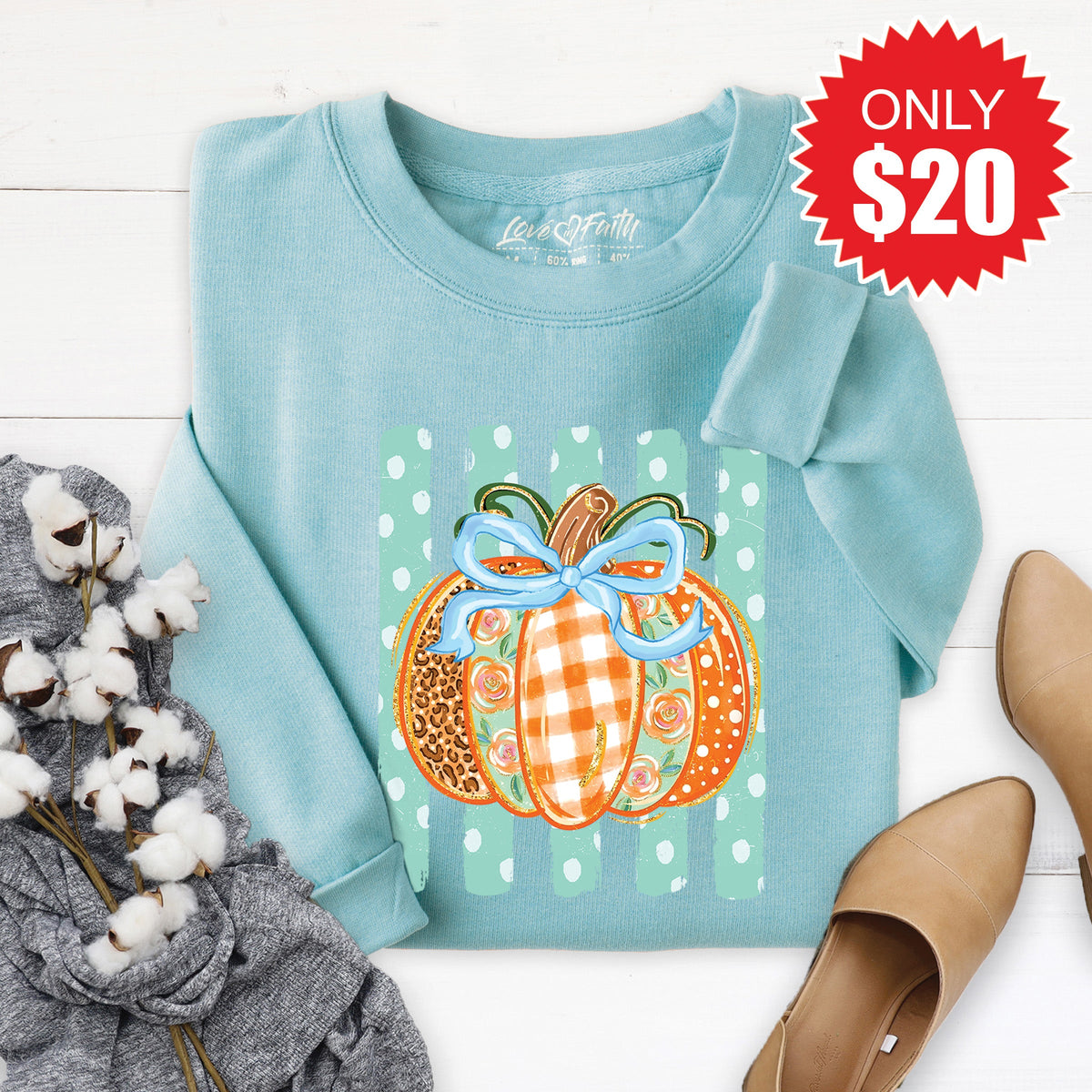 Pumpkin Sweatshirt - Heather Lagoon - 20 product image 1