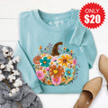 Pumpkin Boho Floral Sweatshirt - Heather Lagoon - 20 product image 1