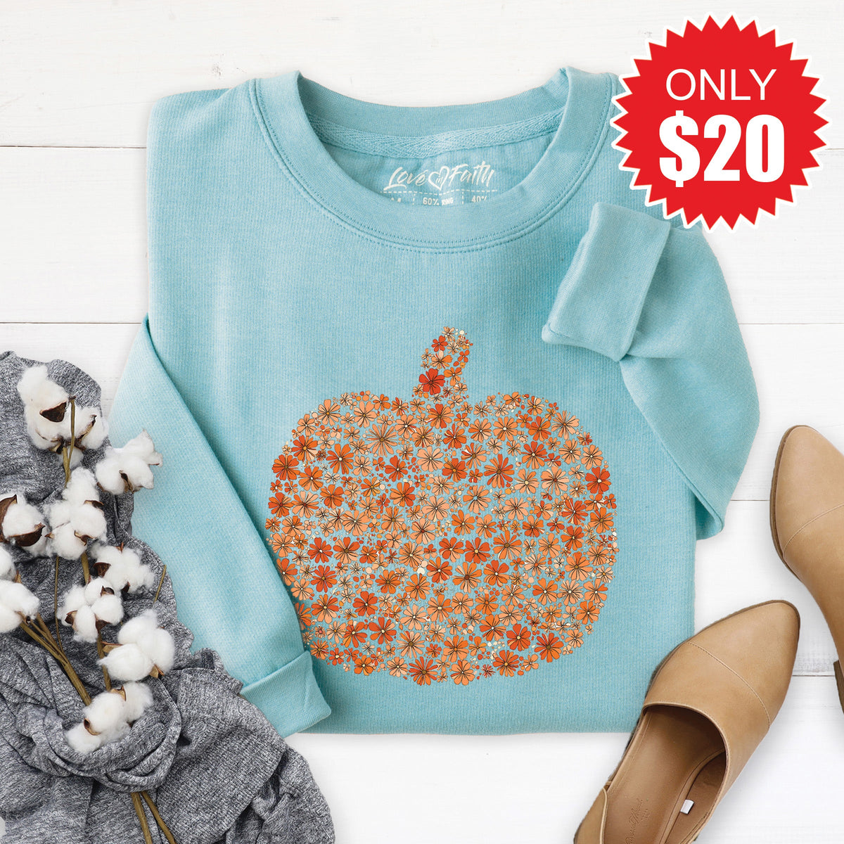 Pumpkin Sweatshirt - Heather Lagoon - 20 product image 1