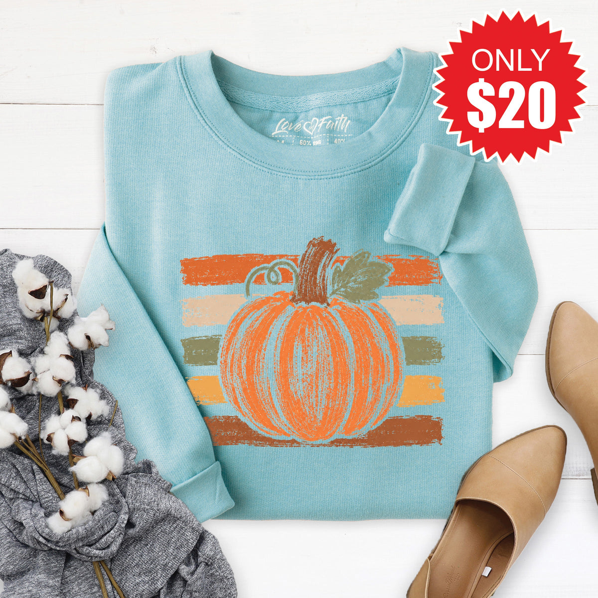 Pumpkin Sweatshirt - Heather Lagoon - 20 product image 1