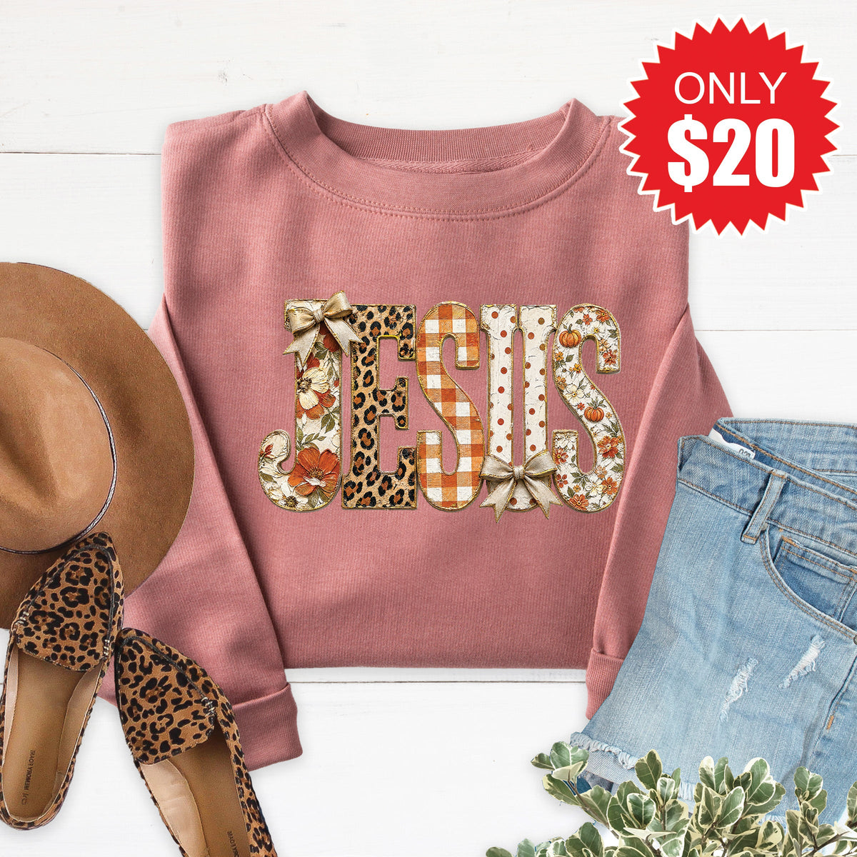 Jesus Sweatshirt - Heather Mauve - 20 product image 1