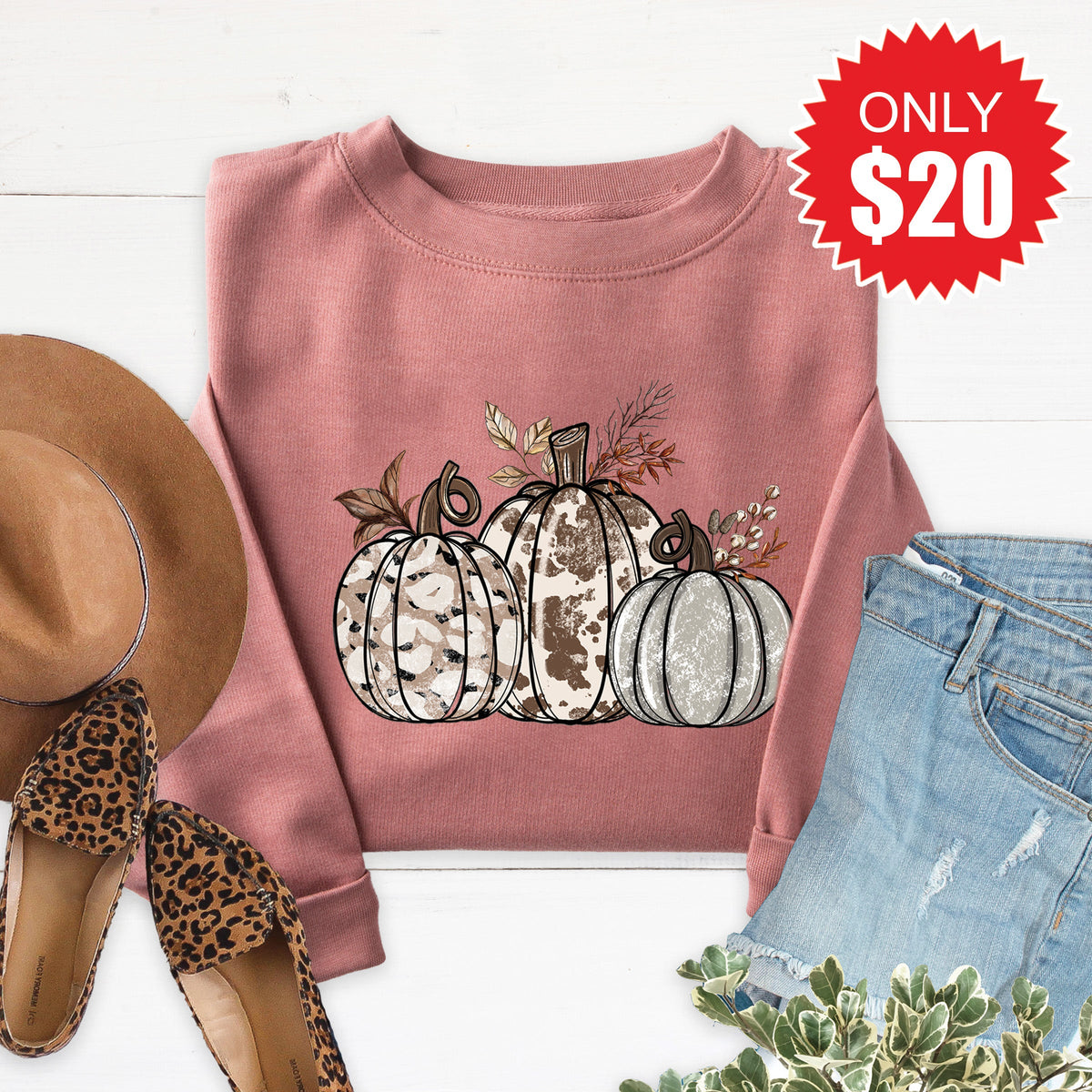 Pumpkin Trio Sweatshirt - Heather Mauve - 20 product image 1