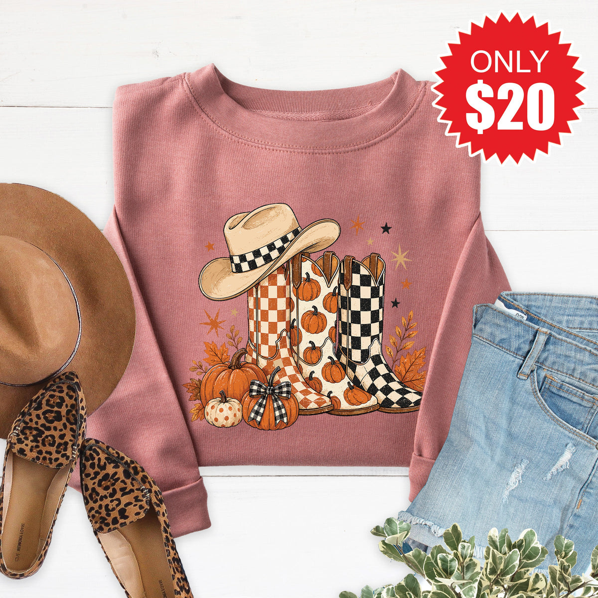 Fall Boots Sweatshirt - Heather Mauve - 20 product image 1
