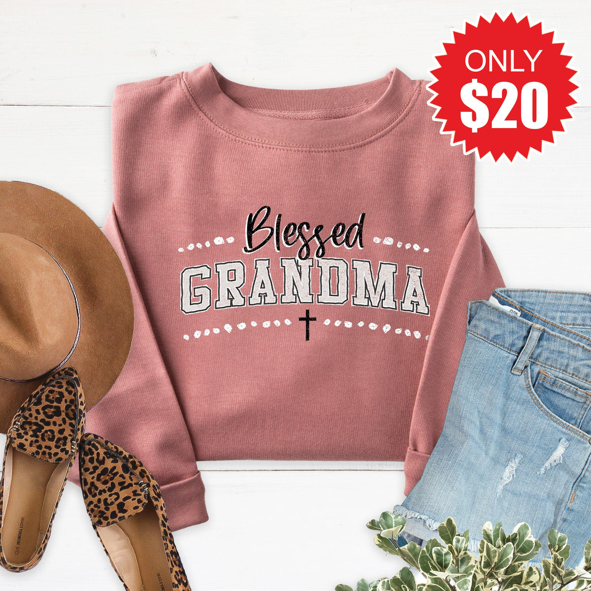 Blessed Grandma Sweatshirt - Heather Mauve - 20 product image 1