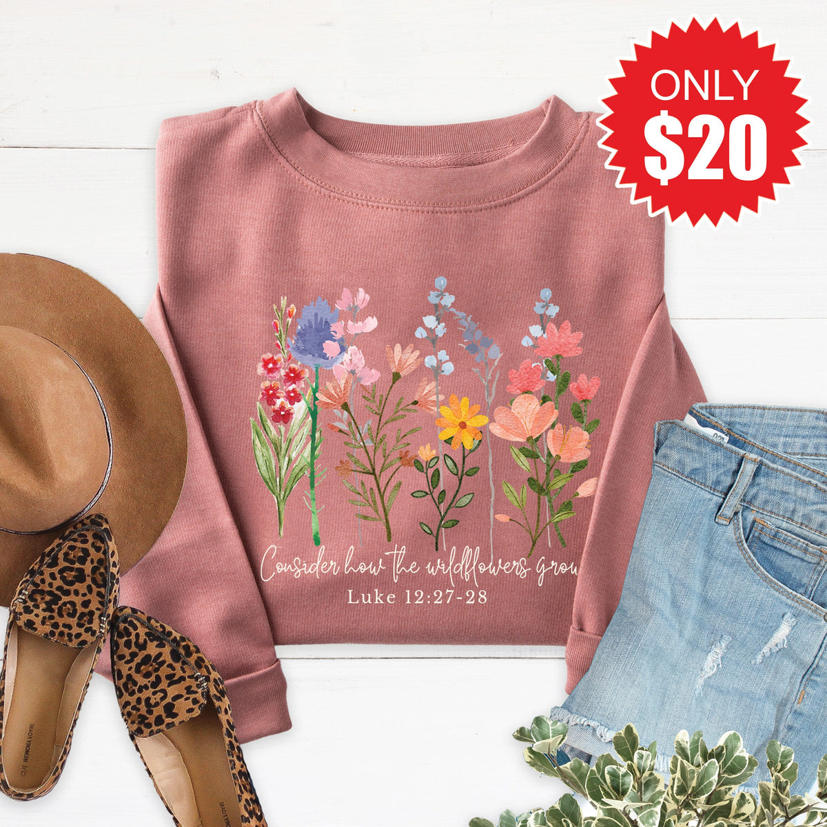 Wild Flowers Grow Sweatshirt - Heather Mauve - 20 product image 1