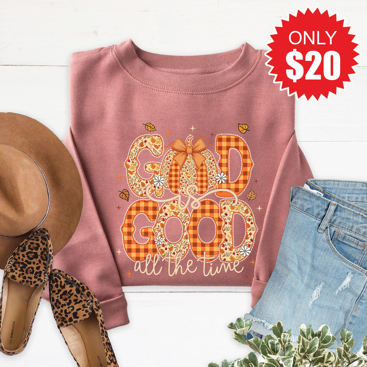 God is Good Fall Sweatshirt - Heather Mauve - 20 product image 1