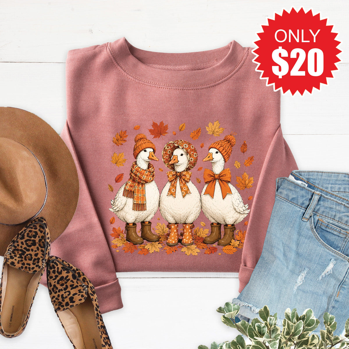 Fall Geese Sweatshirt - Heather Mauve - 20 product image 1