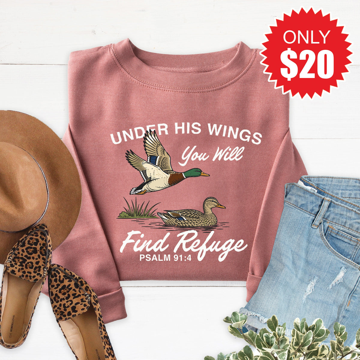 Under His Wings Sweatshirt - Heather Mauve - 20 product image 1