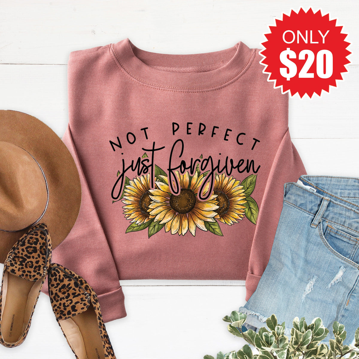 Not Perfect Just Forgiven Sweatshirt - Heather Mauve - 20 product image 1