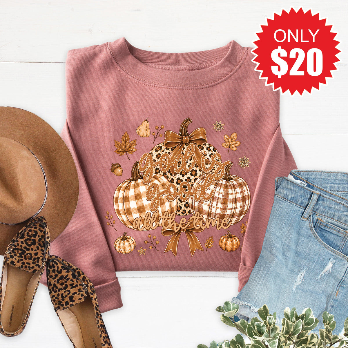 God Is Good Sweatshirt - Heather Mauve - 20 product image 1
