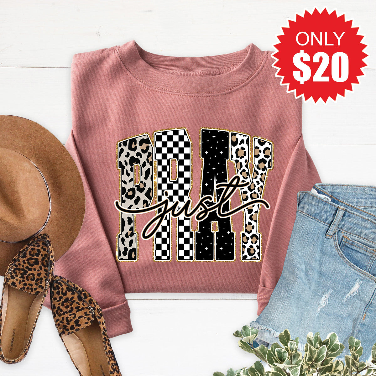 Just Pray Sweatshirt - Heather Mauve - 20 product image 1