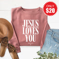 Jesus Loves You Sweatshirt - Heather Mauve - 20 product image 1