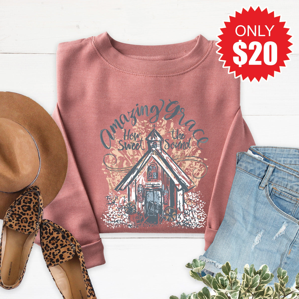 Amazing Grace Sweatshirt - Heather Mauve - 20 product image 1