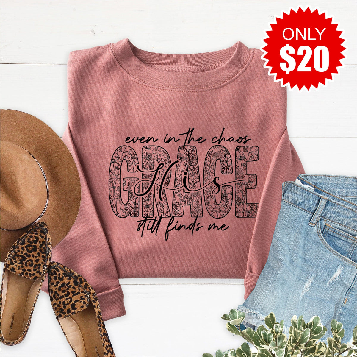 Grace Still Finds Me Sweatshirt - Heather Mauve - 20 product image 1