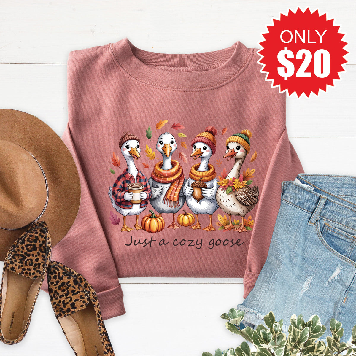 Cozy Goose Sweatshirt - Heather Mauve - 20 product image 1