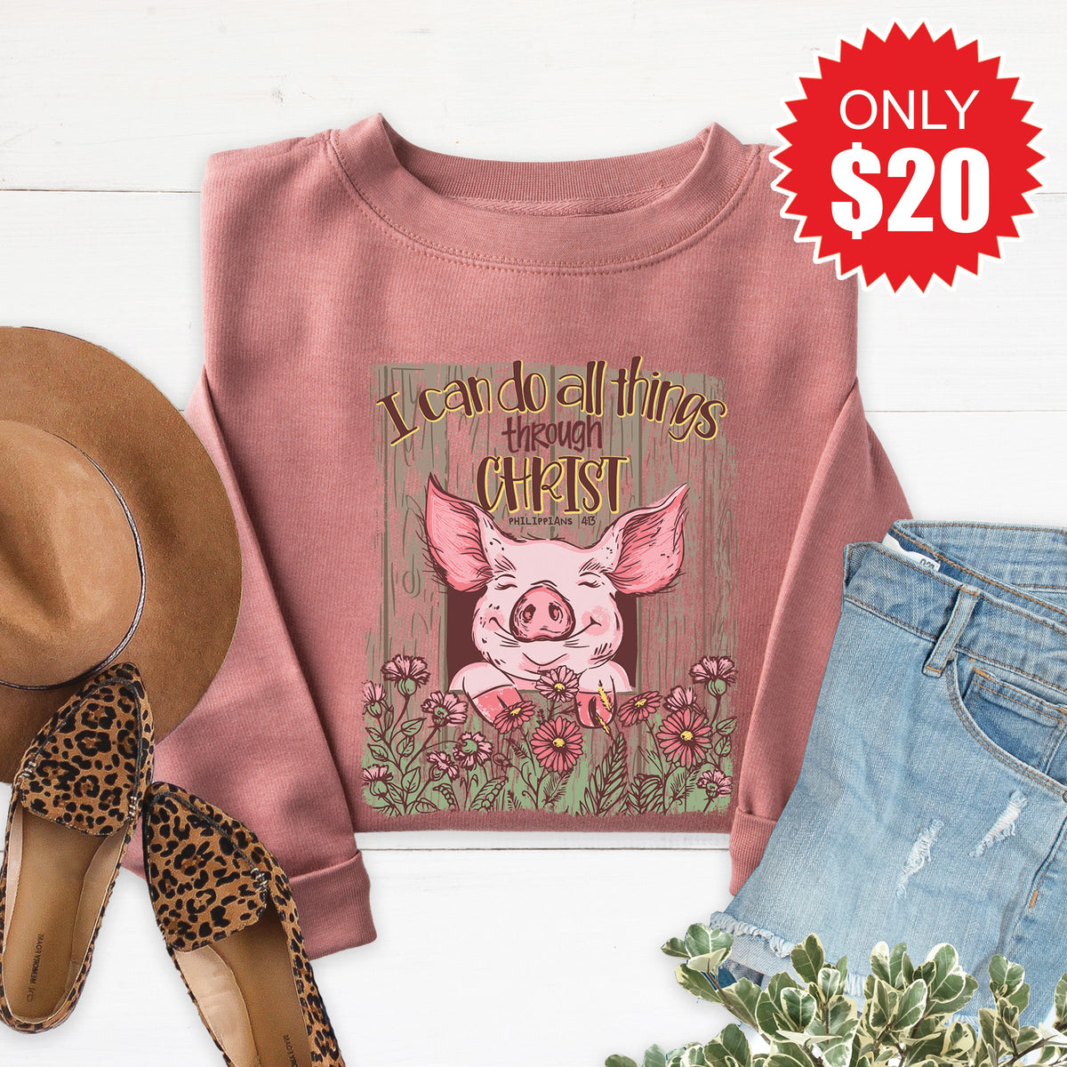 I Can Do All Things Sweatshirt - Heather Mauve - 20 product image 1