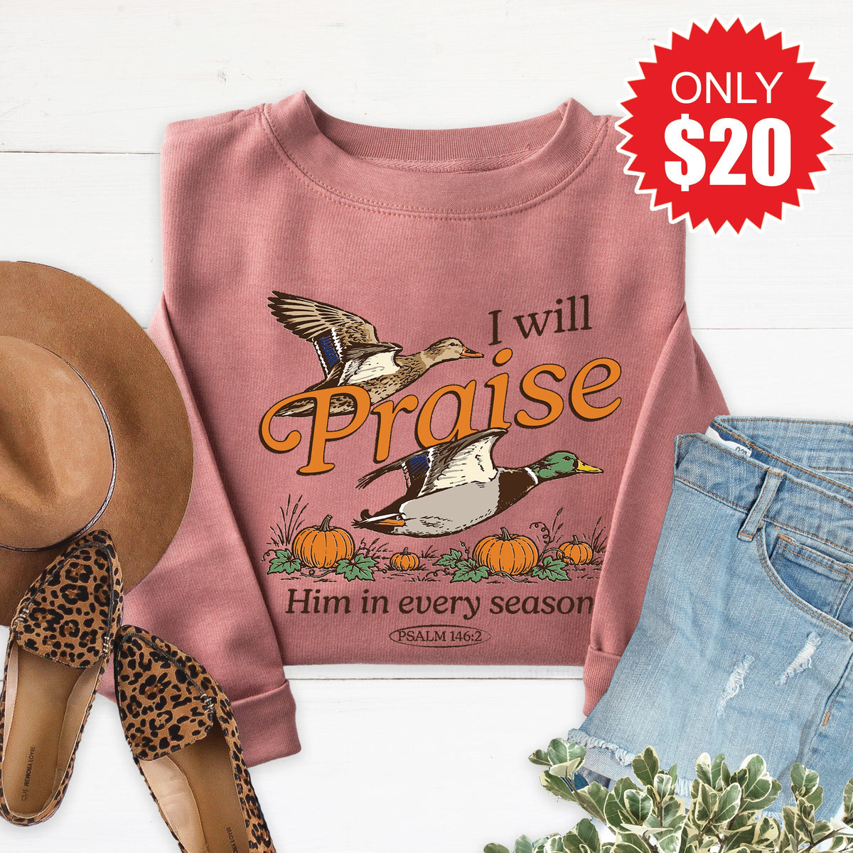 I Will Praise Him Sweatshirt - Heather Mauve - 20 product image 1
