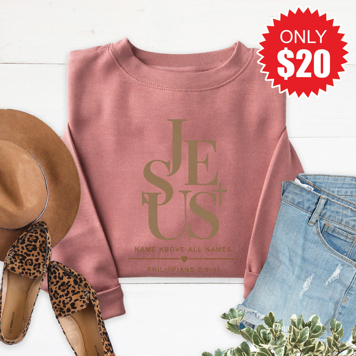 Jesus Sweatshirt - Heather Mauve - 20 product image 1