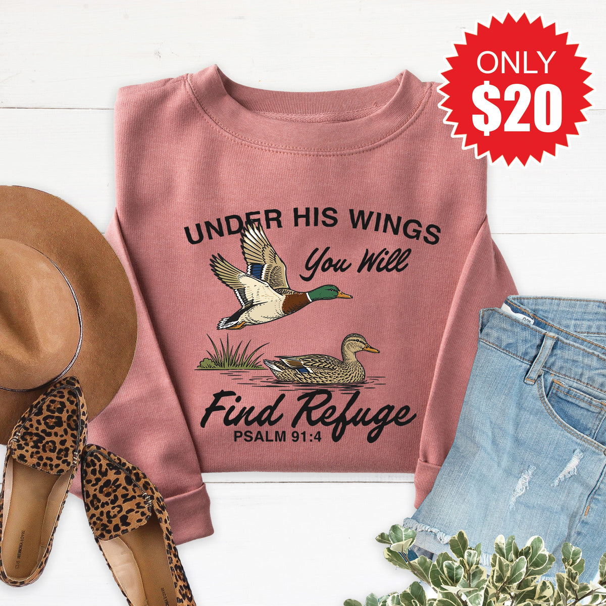 Under His Wings Sweatshirt - Heather Mauve - 20 product image 1