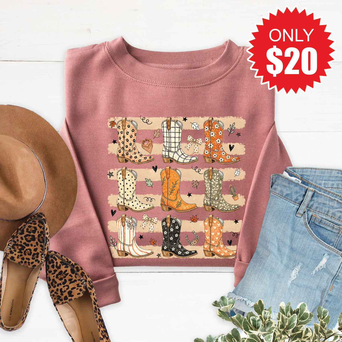 Fall Boots Sweatshirt - Heather Mauve - 20 product image 1