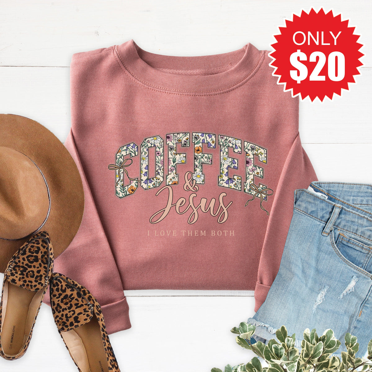 Coffee and Jesus Sweatshirt - Heather Mauve - 20 product image 1