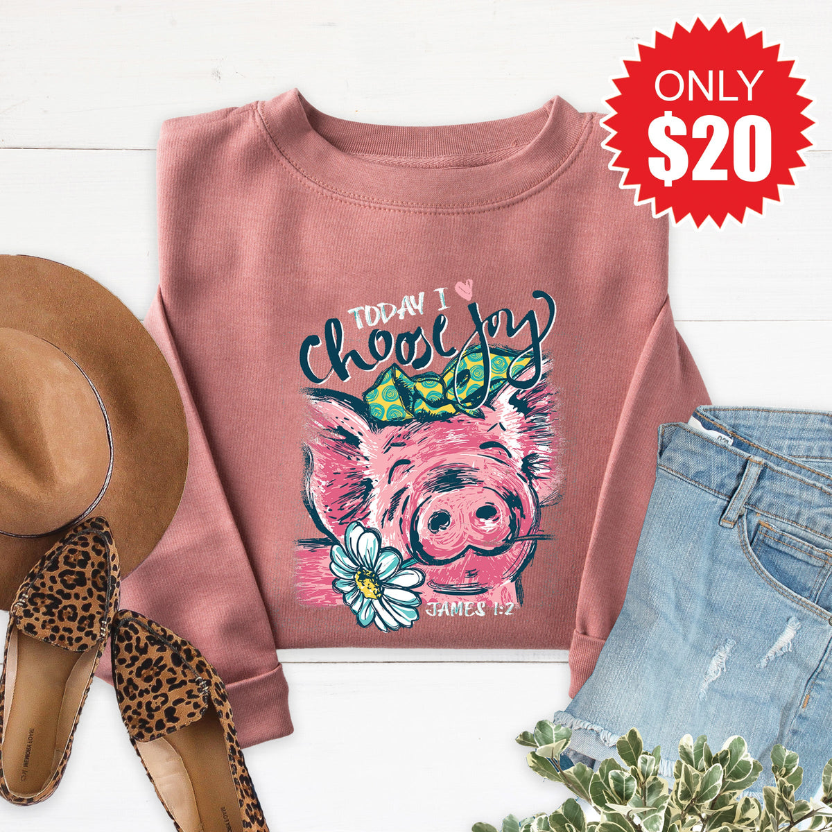 I Choose Joy Sweatshirt - Heather Mauve - 20 product image 1