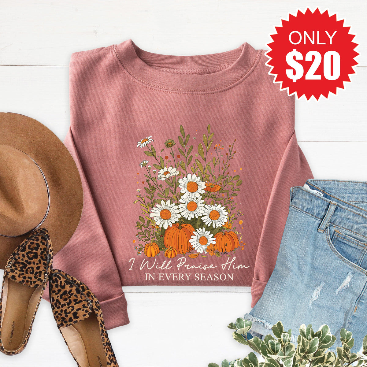 I Will Praise You Sweatshirt - Heather Mauve - 20 product image 1