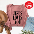Jesus Loves You Sweatshirt - Heather Mauve - 20 product image 1
