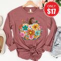 Pumpkin Boho Floral Long Sleeve - Heather Mauve - 17 product image 1