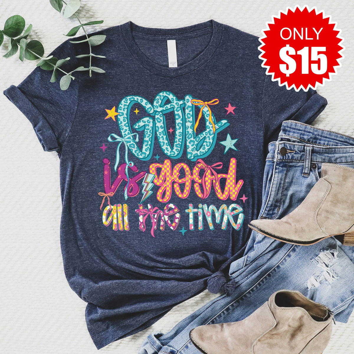 God Is Good Tee - Heather Navy - 15 product image 1