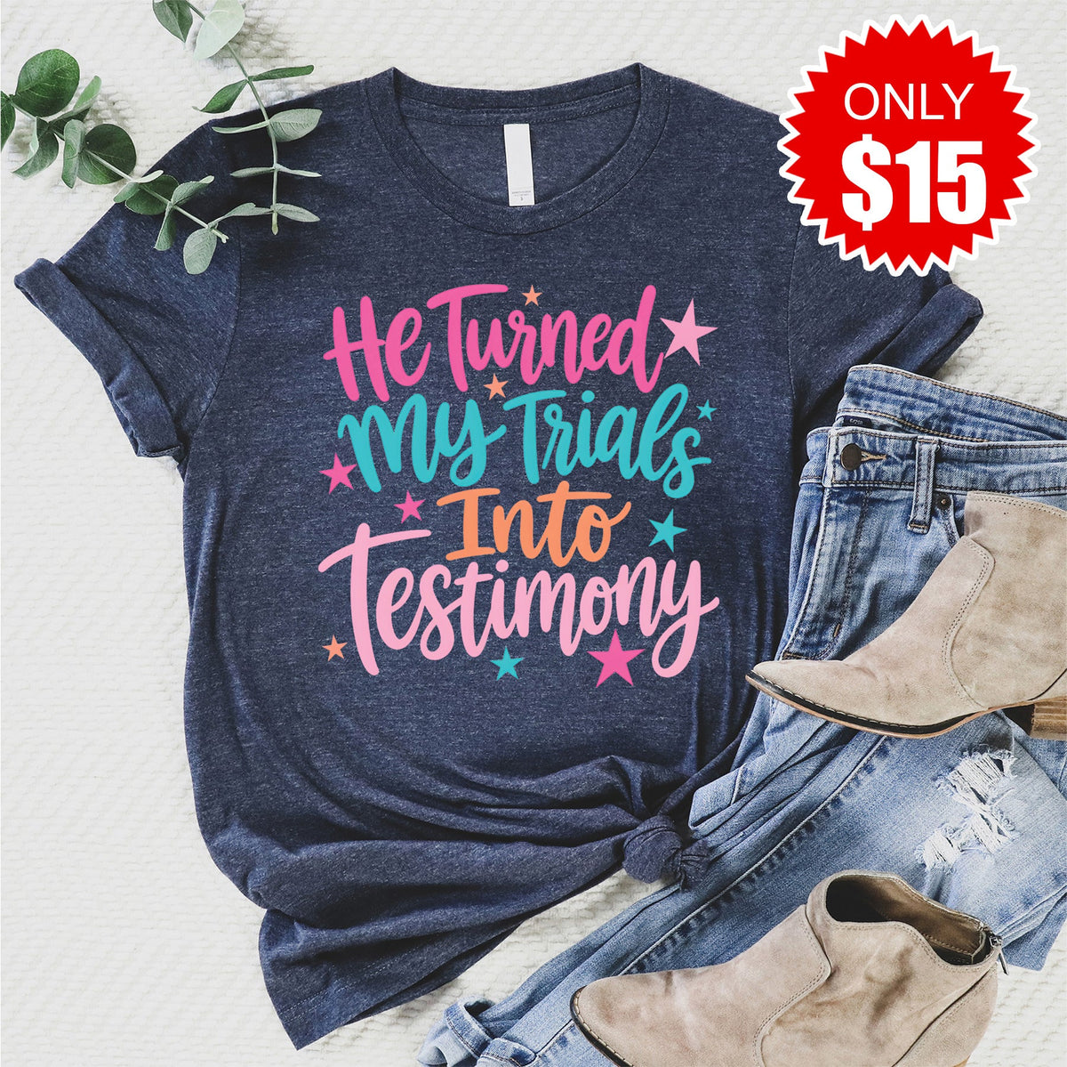 Trials Into Testimony Tee - Heather Navy - 15 product image 1