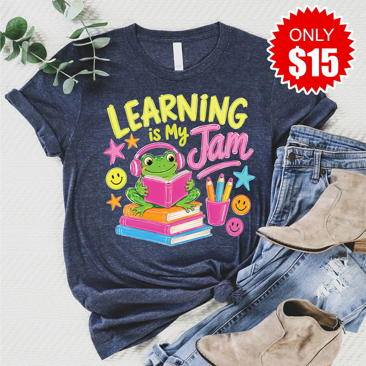Learning Is My Jam Tee - Heather Navy - 15 product image 1