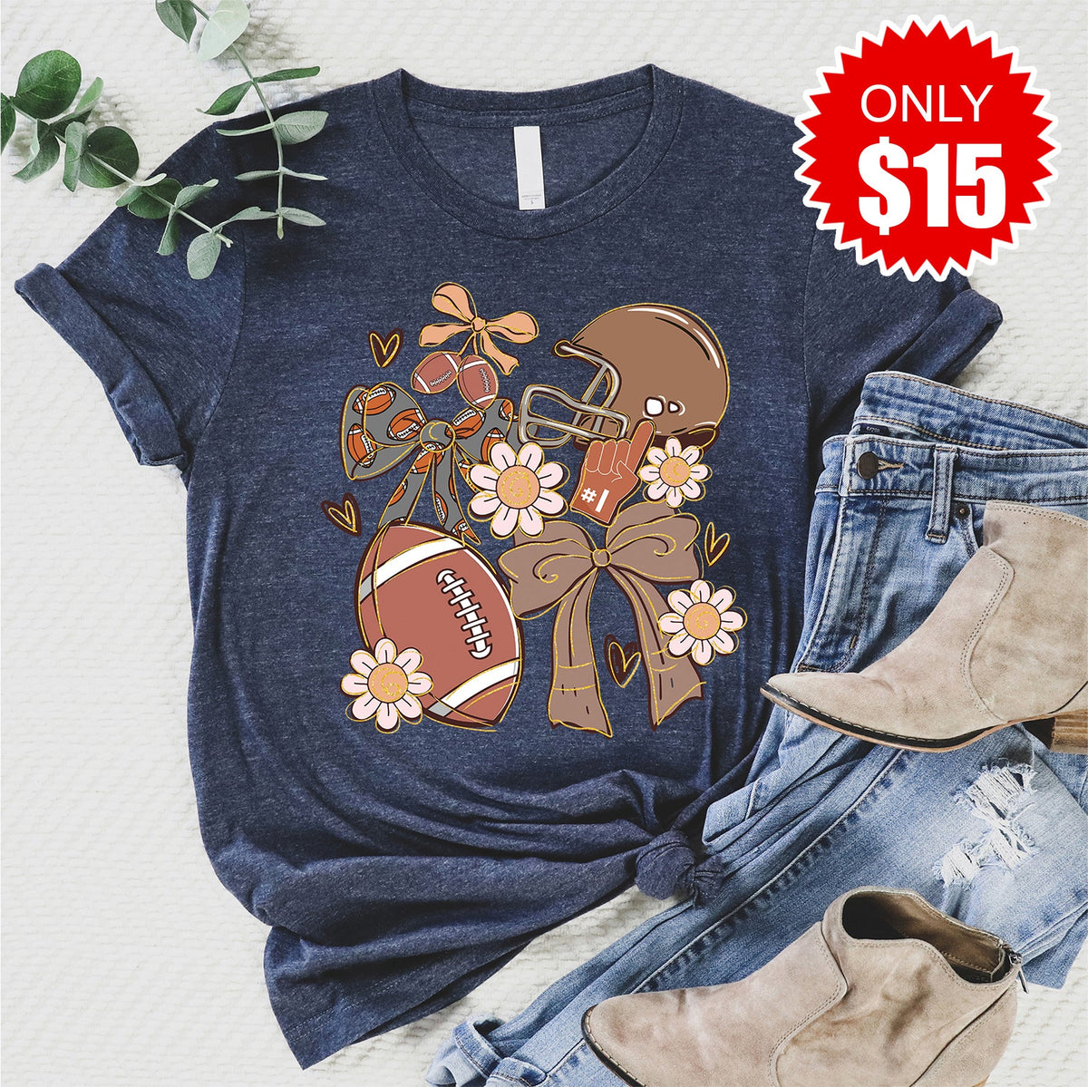 Football Tee - Heather Navy - 15 product image 1