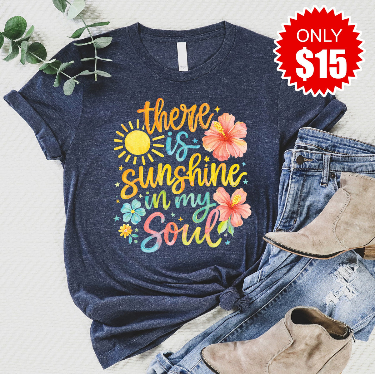 Sunshine In My Soul Tee - Heather Navy - 15 product image 1