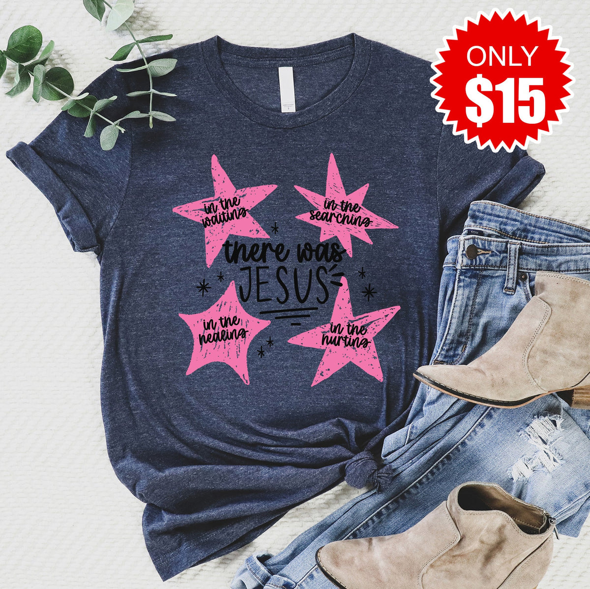There Was Jesus Tee - Heather Navy - 15 product image 1
