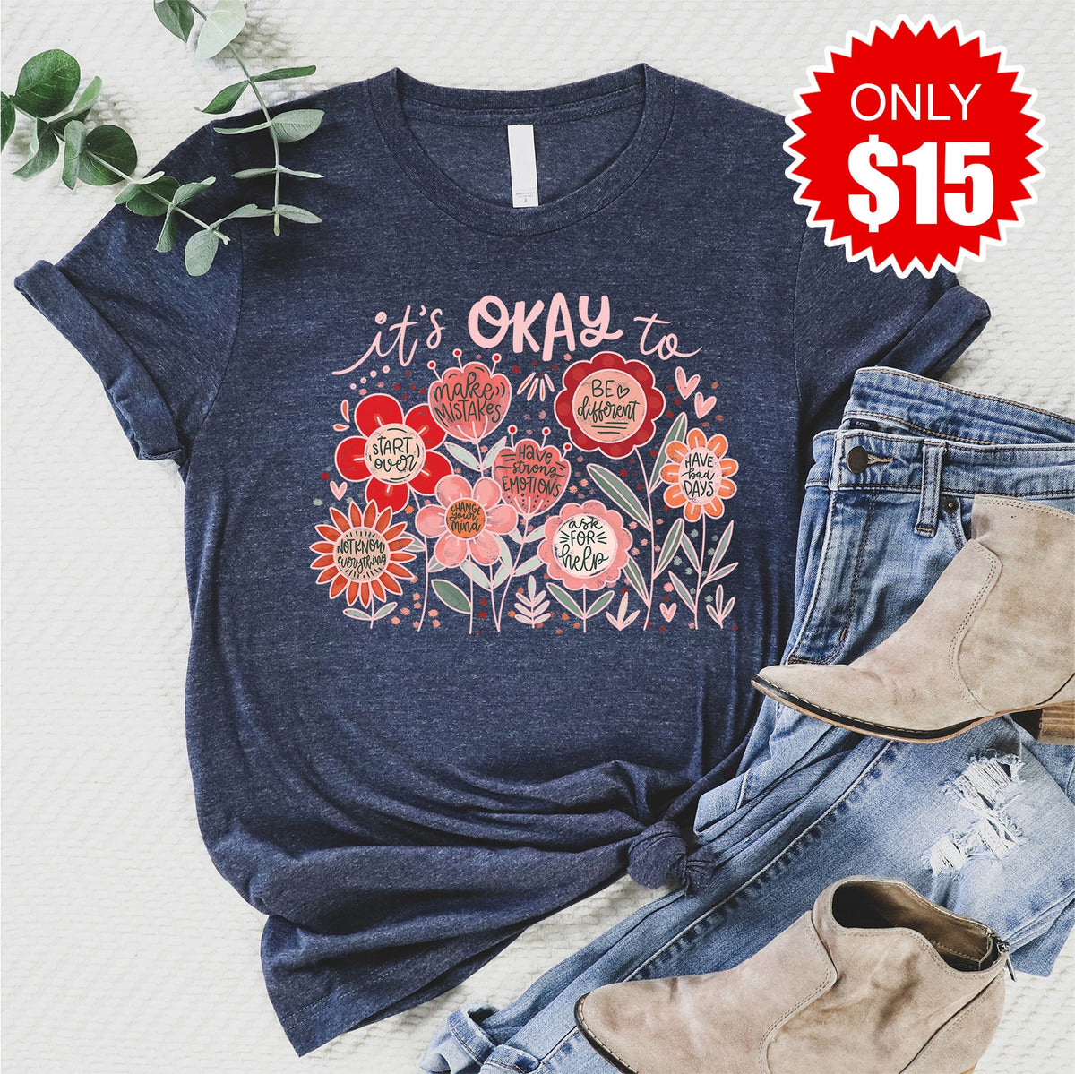 It's Okay Tee - Heather Navy - 15 product image 1