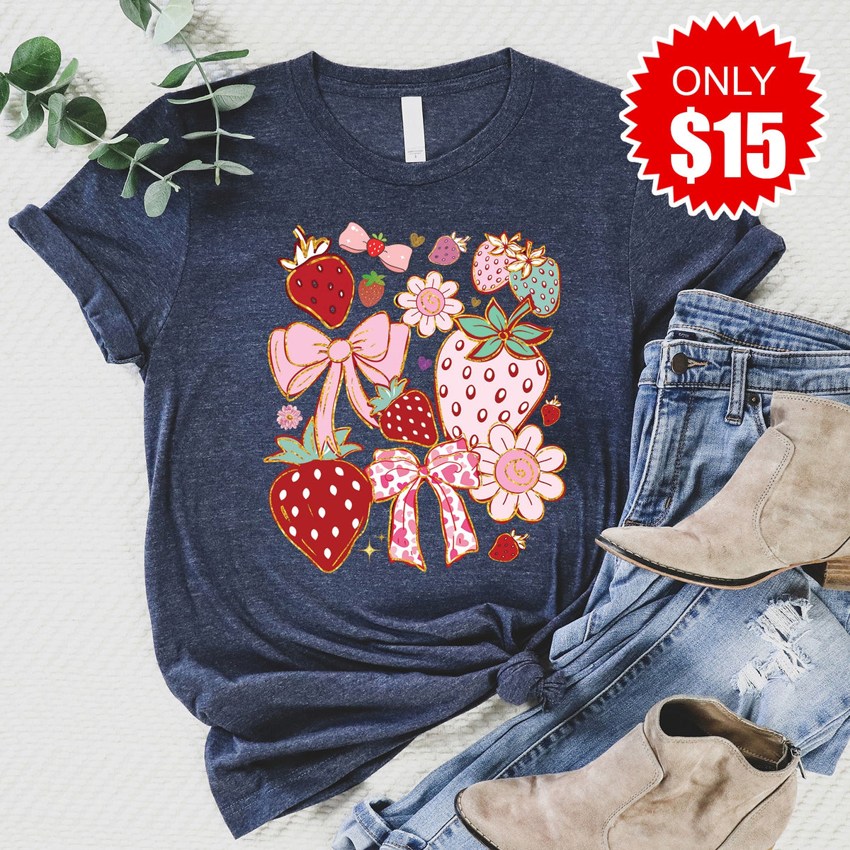 Strawberries Tee - Heather Navy - 15 product image 1