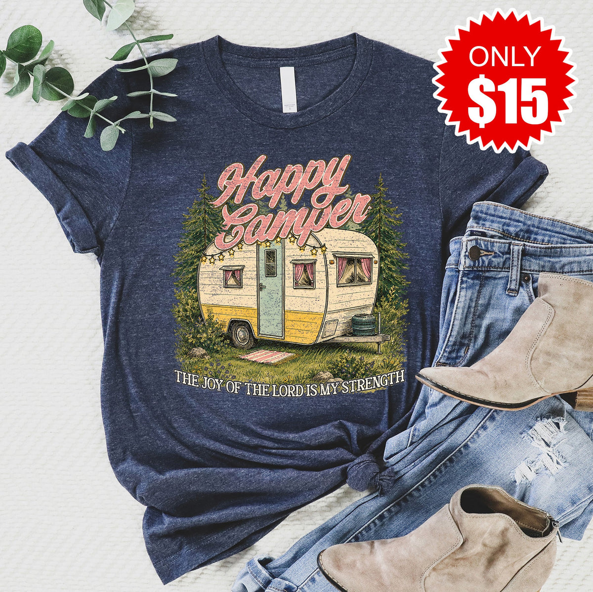 Happy Camper Tee - Heather Navy - 15 product image 1