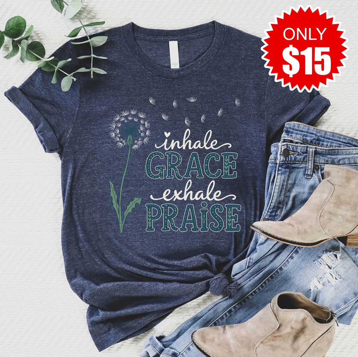 Inhale Exhale Tee - Heather Navy - 15 product image 1