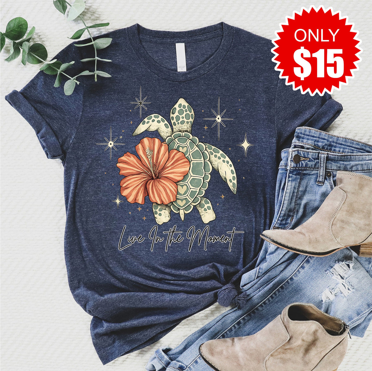 Live In The Moment Tee - Heather Navy - 15 product image 1