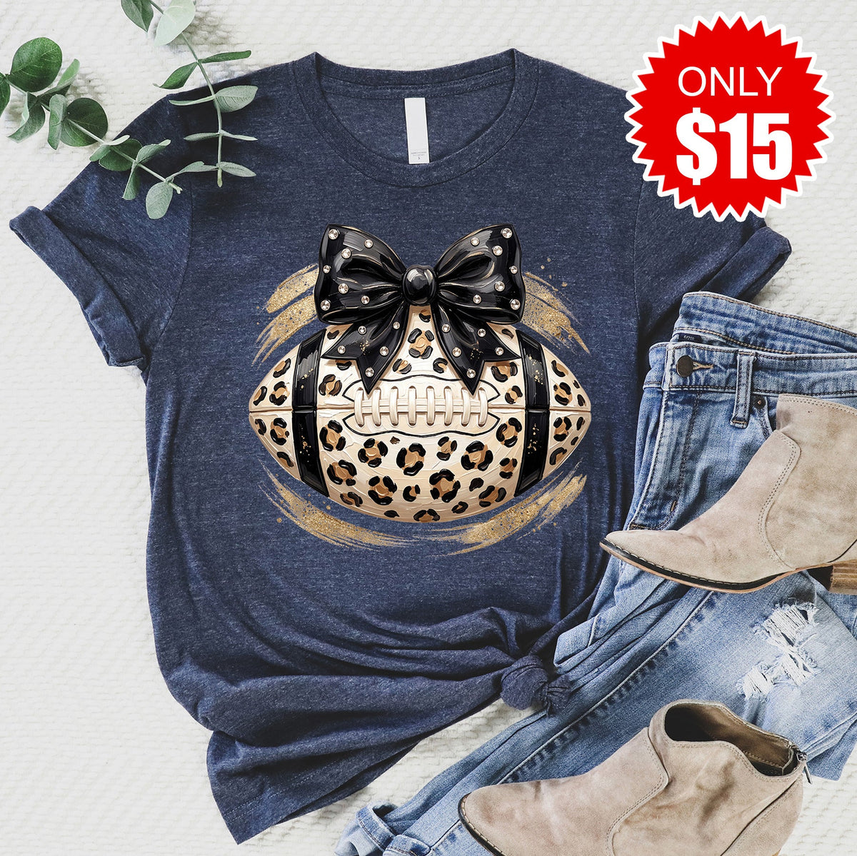 Football Leopard Tee - Heather Navy - 15 product image 1